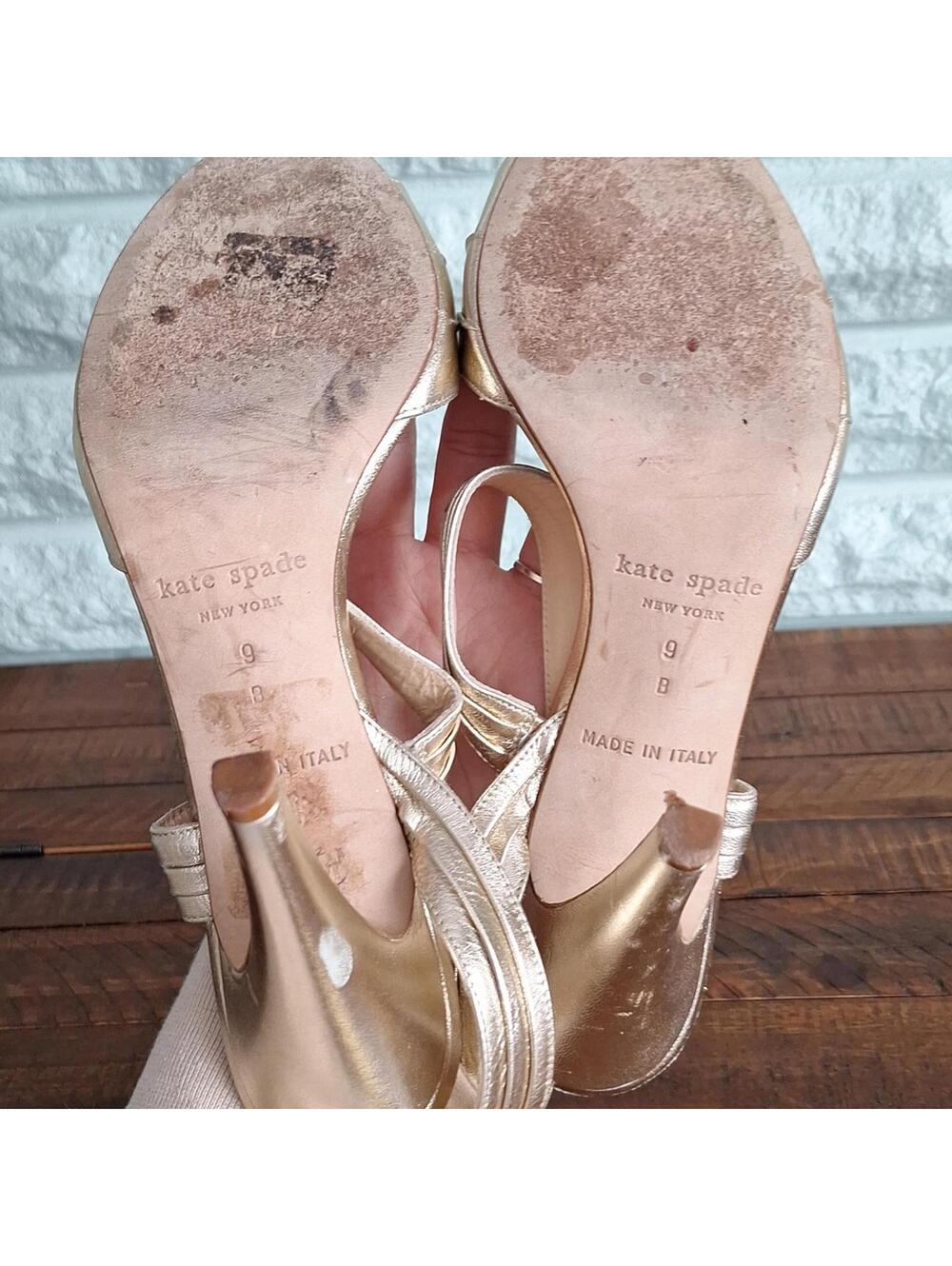 Kate Spade Shiny Nude Open Toe Heel Size 9 - Picture 8 of 9